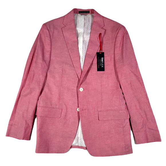 Tommy Hilfiger Other - Tommy Hilfiger Red Modern-Fit Stretch Chambray Blazer Mens 42L Cotton Sport Coat